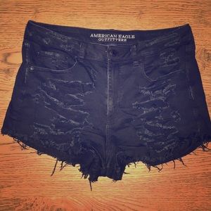Distressed black American eagle shorts